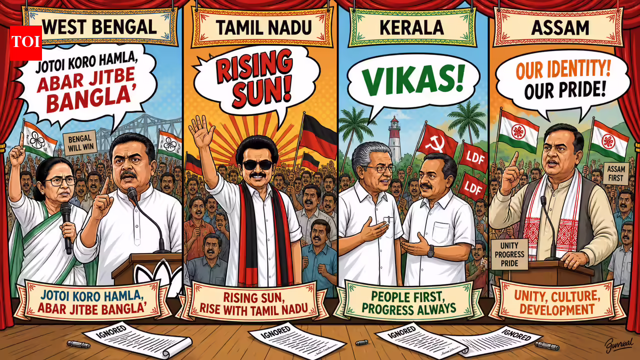 Chants of energy: How slogans set the tone in Bengal, Tamil Nadu, Kerala, Assam elections | India Information