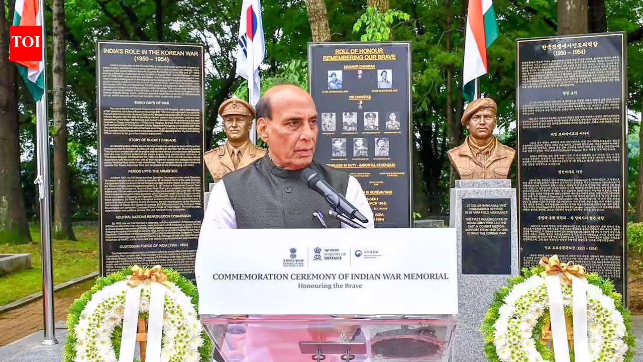 Rajnath inaugurates Indian Struggle Memorial in Seoul, calls it a ‘becoming tribute to Indian troops’ valour, sacrifice throughout Korean Struggle | India Information