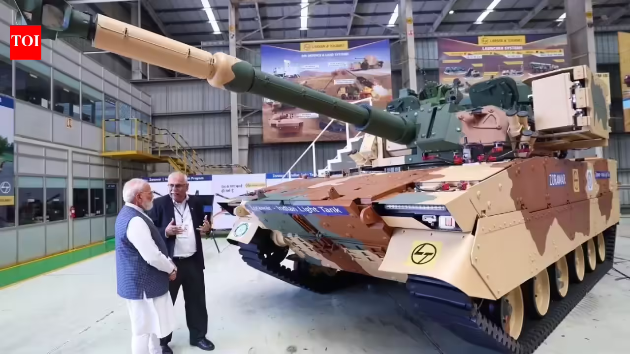 PM Modi inspects indigenous defence techniques at Surat facility, briefed about desi mild tank Zorawar | India Information