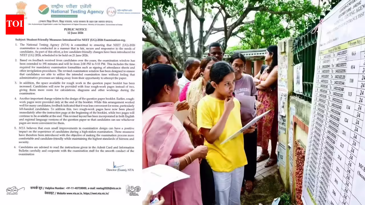 ‘Examination window prolonged to 195 minutes’: NTA rolls out ‘student-friendly’ measures for NEET UG 2026 | India Information
