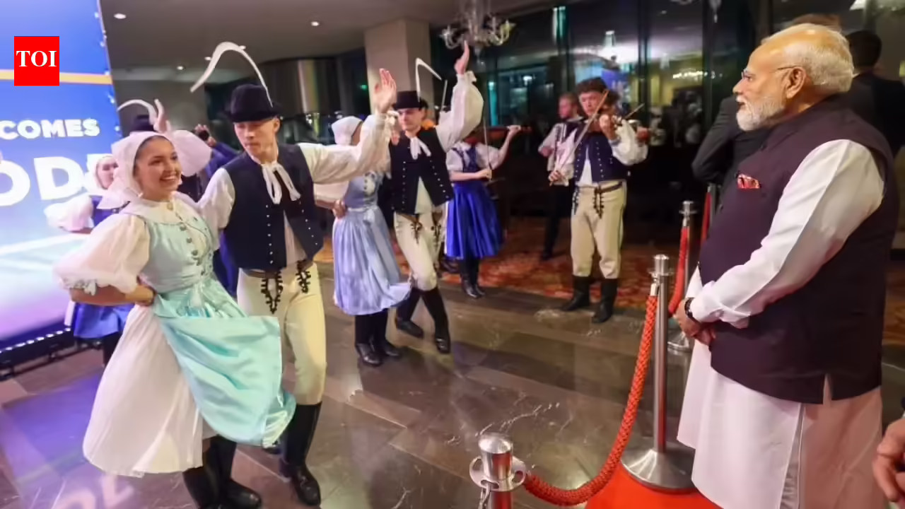 Watch: Slovak nationals welcome PM Modi with Vande Mataram, folks dance performances | India Information